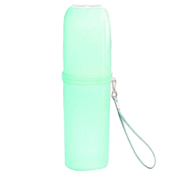 Cylindrical toothbrush holder for travel, transparent green color